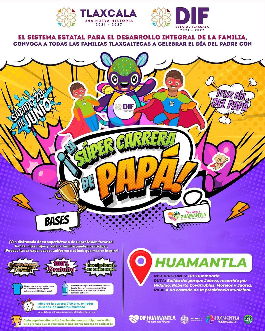 Huamantla será una de las sedes de 'La Súper Carrera de Papá', evento familiar impulsado por el SEDIF Tlaxcala